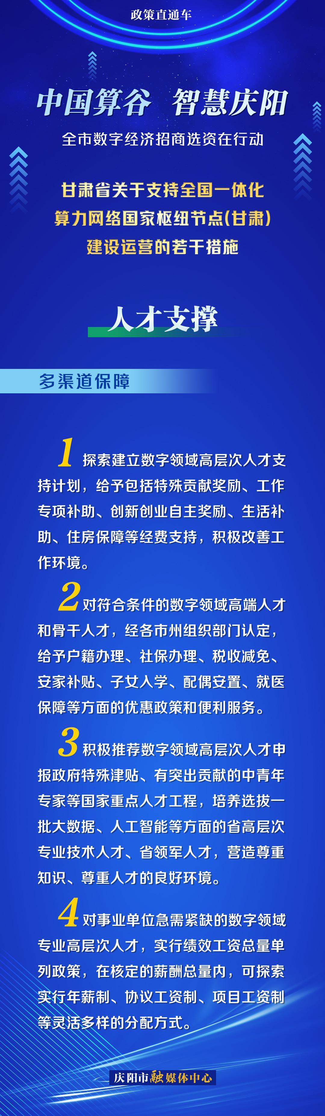 甘肅省關于支持全國一體化算力網(wǎng)絡國家樞紐節(jié)點(甘肅)建設運營的若干措施︱人才支撐——多渠道保障